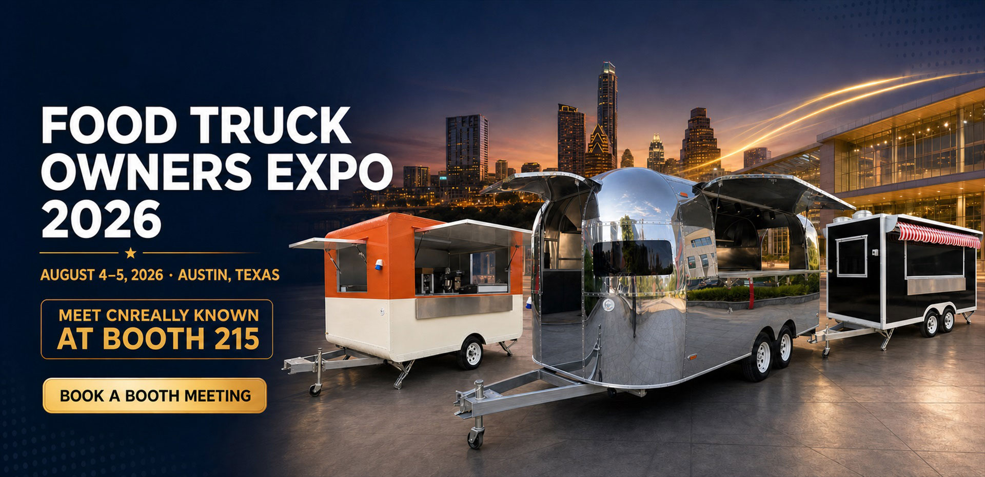 ZZKNOWN custom food trailers at Food Truck Owners Expo 2026 in Austin, Texas, Booth 215