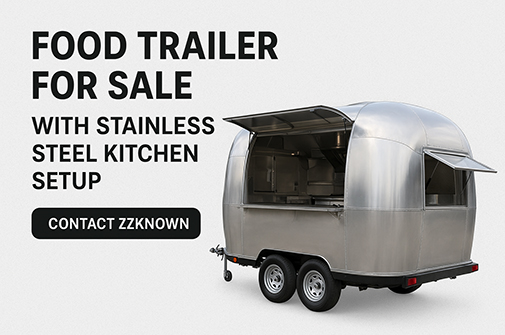 Treler makanan yang dijual dengan persediaan dapur keluli tahan karat