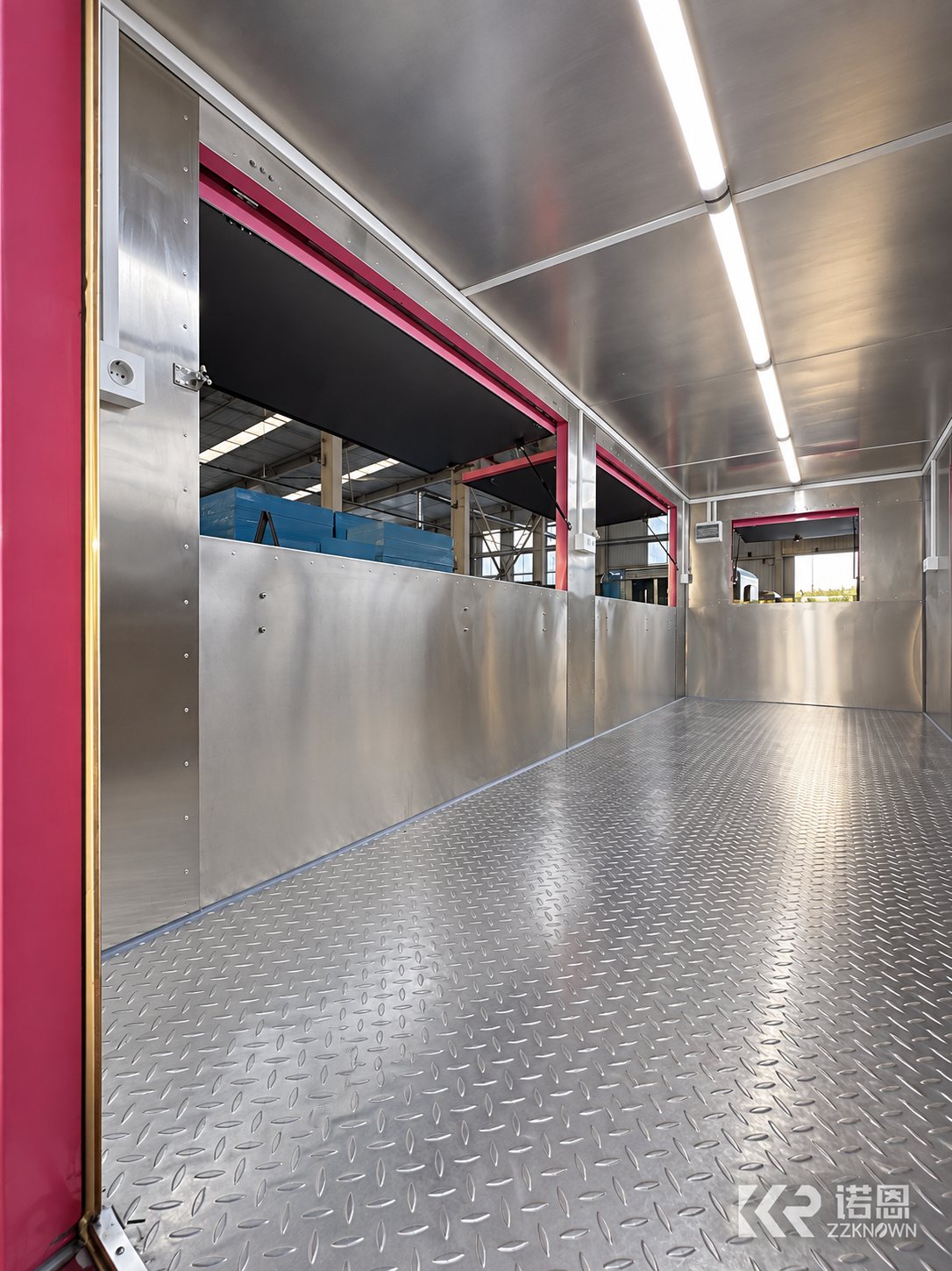 Empty interior of the pink 5.5m container restaurant project