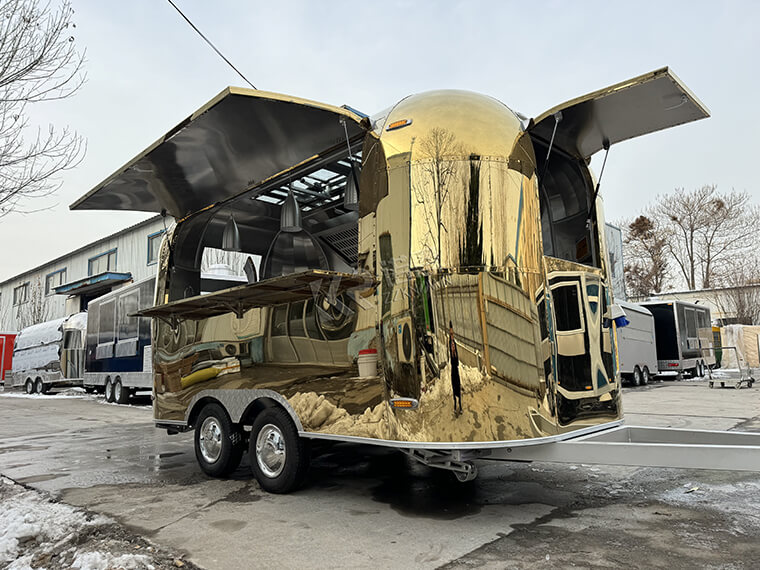 Khauta Stainless Steel Airstream Catering Trailer Food Vans For Sale