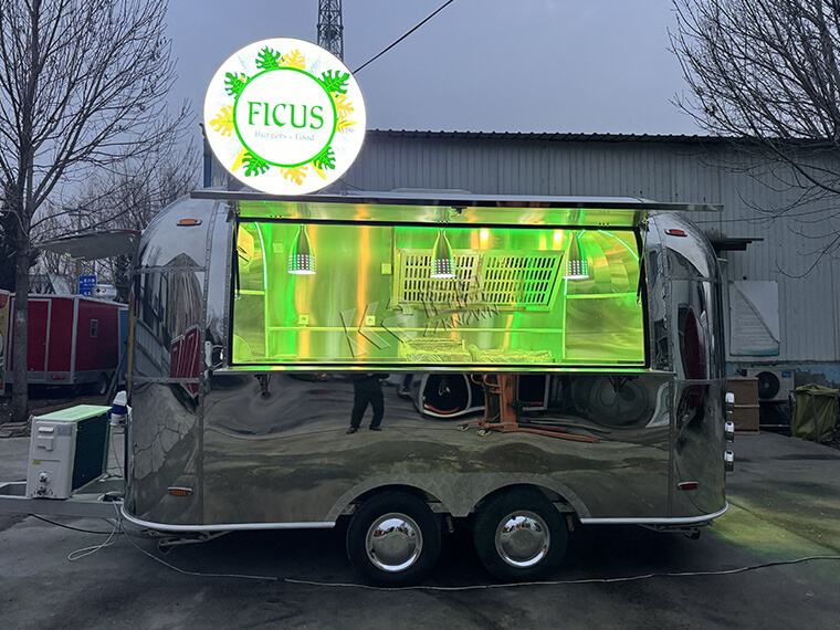 Design modern Airstream Mobile Catering Concession Remorcă alimentară Oțel inoxidabil