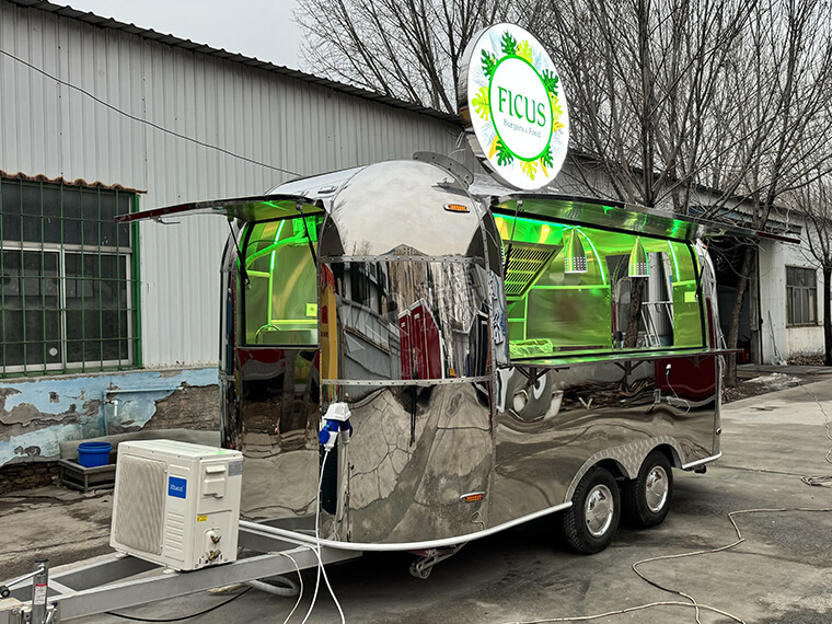 Design modern Airstream Mobile Catering Concession Remorcă alimentară Oțel inoxidabil