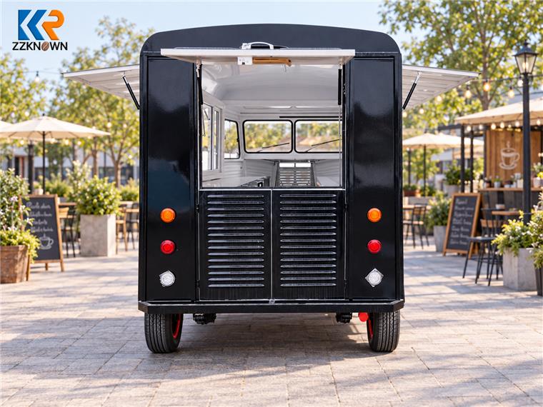 Black trailer rear entry and raised canopy view
