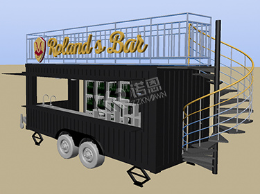 Dual-Axle Towable Mobile Container Restaurant