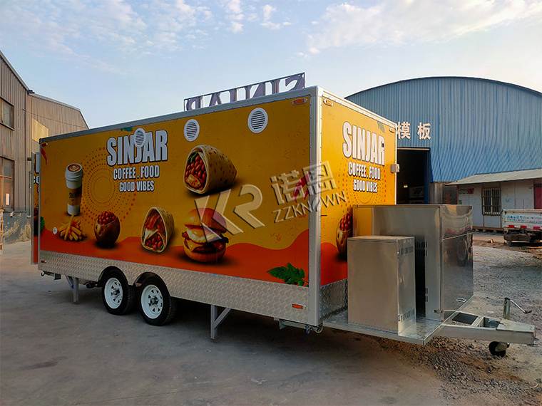 Real ZZKNOWN 5-meter coffee burger and fries food trailer project