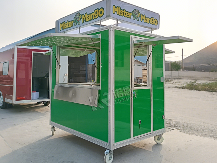 Real ZZKNOWN KN-FS220 compact green food cart with multiple serving windows