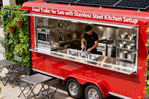 Food Trailer for Sale with Stainless Steel Kitchen