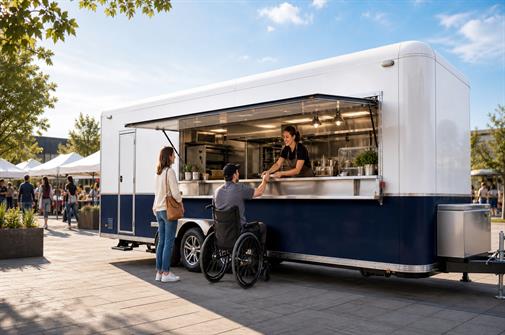ADA-friendly custom food trailer with accessible service counter