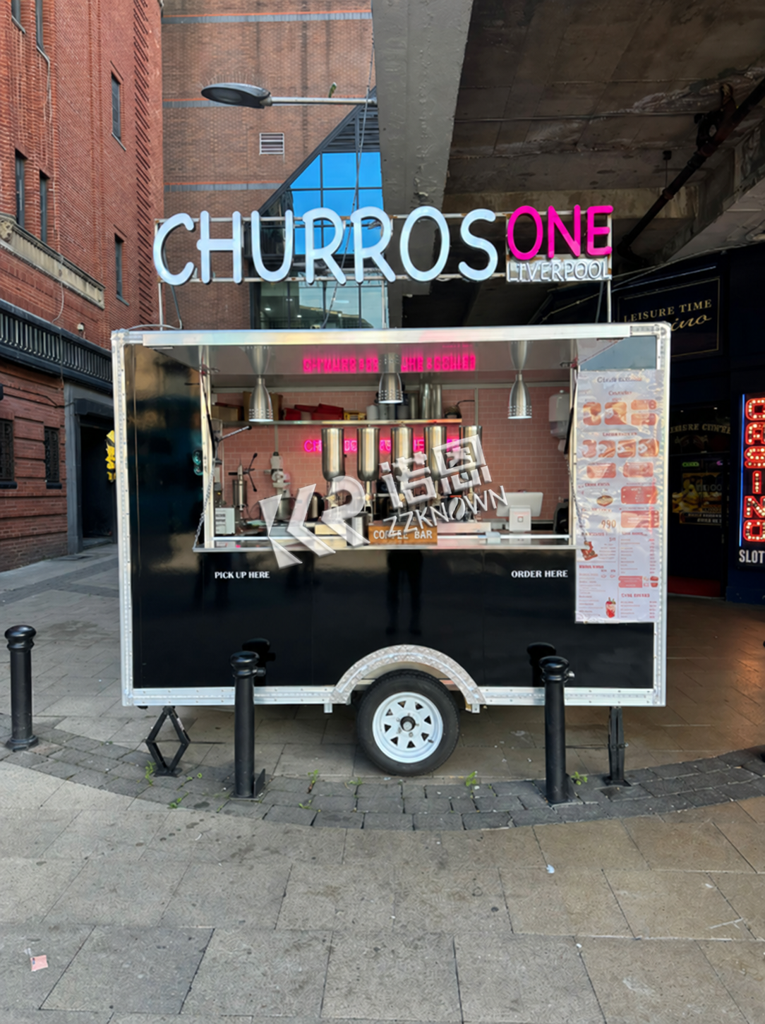 3m food trailer operating in a compact UK urban location