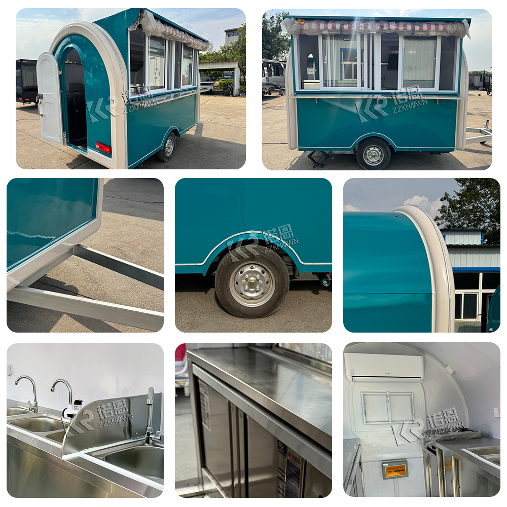 Fiberglass Food Trailer – 2.8M Custom Snack Cart with Fridge, Sink & Lighting | ZZKNOWN