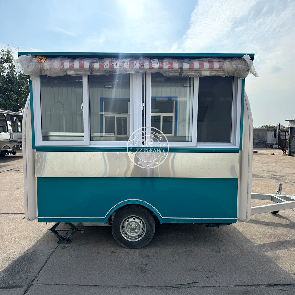 Fiberglass Food Trailer – 2.8M Custom Snack Cart with Fridge, Sink & Lighting | ZZKNOWN