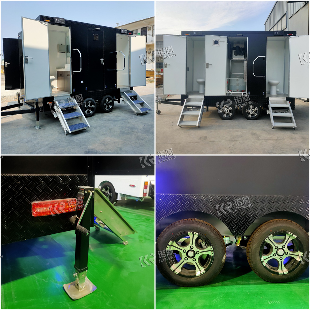 3.5M Portable Toilet Trailer with 4 Rooms | Mobile Restroom for Parks & Weddings