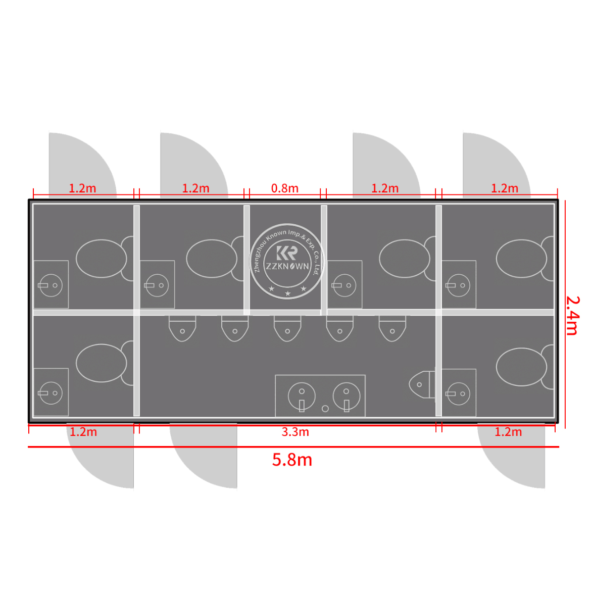 Portable Container Toilet For Sale | Mobile Restroom Cabin For Construction & Events | ZZKNOWN